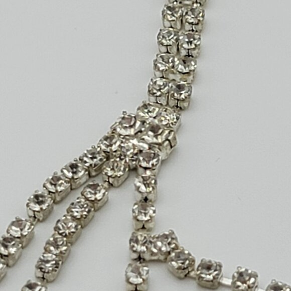 Silver Tone Clear Crystal Layered Tassel Tennis Necklace 13-18 In - Picture 5 of 7